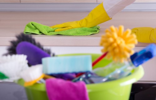 A garment inspection step during a cleaners complaint review